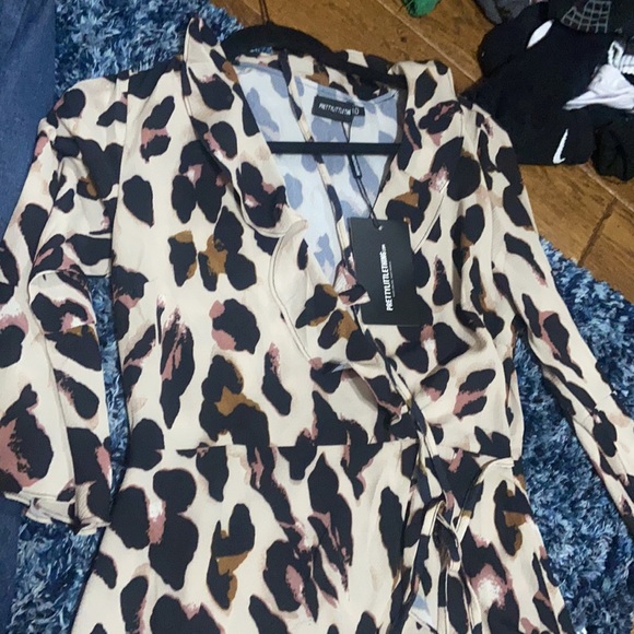 Brand New PrettyLittleThing Leopard Print Wrap Dress - Picture 2 of 6